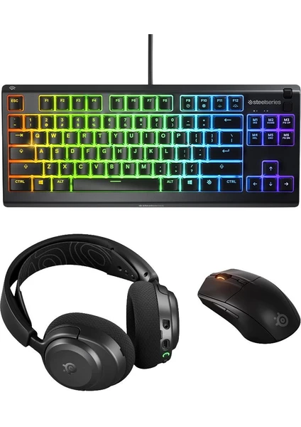 SteelSeries Power Up Oyun Klavye Mouse Kulaklık Set Siyah Optik Mouse