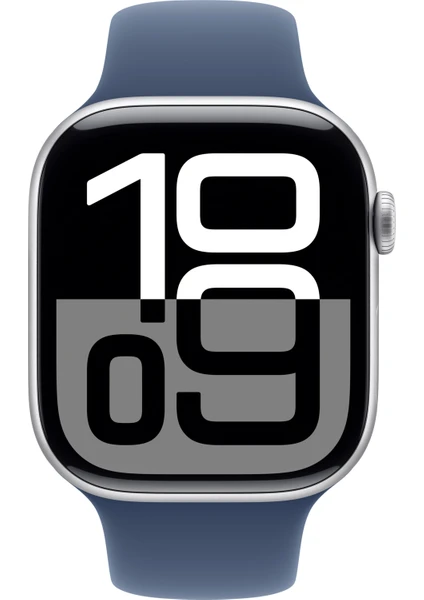 Second image of Apple Watch Series 10 GPS 42mm Gümüş Rengi Alüminyum Kasa Kot Rengi Spor Kordon - M/L