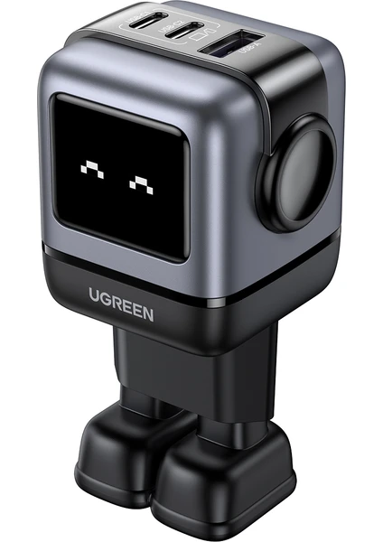 UGREEN Nexode RG 65W Robot GaN Hızlı Şarj Cihazı 2xUSB-C 1xUSB-A Gri - 25685B